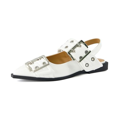 CUSHIONAIRE Women's Wander Pointy Toe Mary Jane Flat +Memory Foam, Wide Widths Available