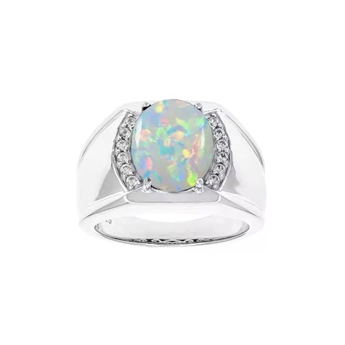 10K 14K 18K Gold Men's 3 Carat Oval Gemstone Engagement Ring with Diamonds Oval Gemstone Anniversary Pinky Ring for Men Size 4-15