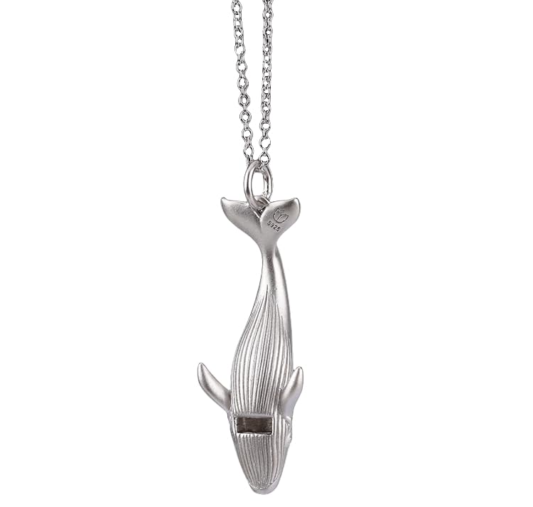 Exquisite 925 Sterling Silver Whale Whistle Necklace - 52Hz Whale Pendant for Ocean Lovers, Unique Nature-Inspired Gift for Couples