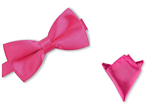 LABEL-CRAVATE Noeud-papillon pré-noué fuchsia pour homme, rose-fushia et pochette costume