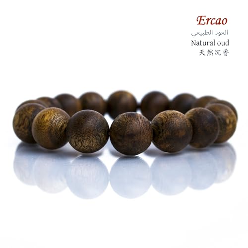 Ercao Luxury Chinese Agarwood Bracelet, Permanent Natural Agarwood Scent Oud Bracelet, 14mm Round Bead Diameter - Image 3