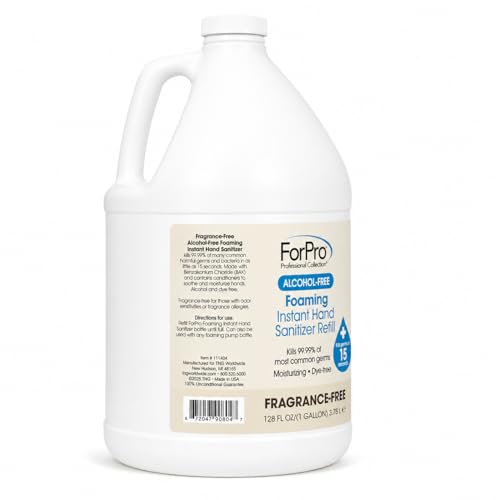 Image of ForPro Alcohol-Free Foaming Instant Hand Sanitizer, 1 Gallon Refill (Pack of 4) - Moisturizing, Dye-Free Formula, Fragrance Free