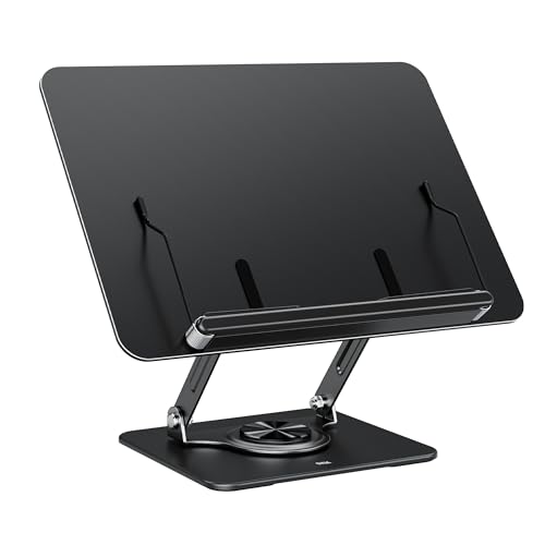 Auvo ABS01 Buchständer zum Lesen ergonomischer Buchhalter verstellbarer Laptopständer mit elastischen Seitenclips für Notenblätter Rezept Tablet Schwarz