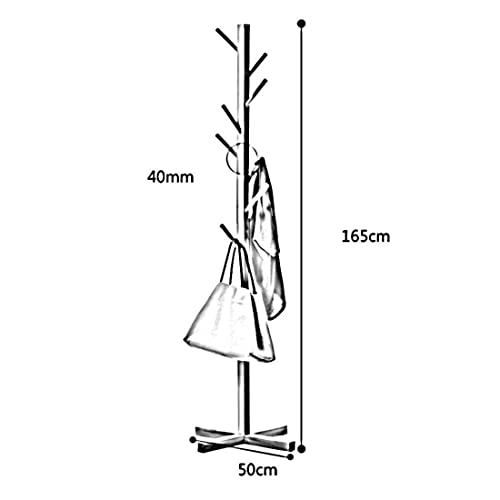 Image of Ash & Roh Natural Wooden Coat Rack Stand With Hooks Adjustable Height, Easy Assembly, Sturdy Solid Base for Coats, Hats, Handbags Entryway, Hallway, Bedroom, Office (White, 92-1)