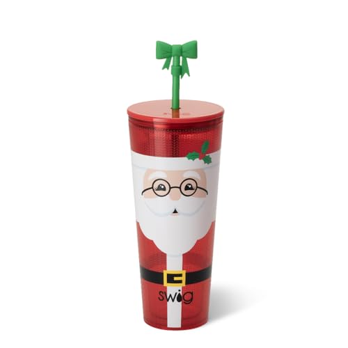 Swig Life 24oz Plastic Tumbler with Lid & Straw, Mr Claus