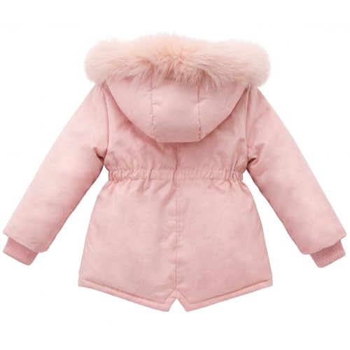 Image of Girl Winter Coat Heavyweight Hooded Puffer Jacket Kid Parka Outwear | Detachable Faux Fur Hood; Soft Fleece-Lined; Water-Resistant Outerwear; Zip-Up Cold-Weather Clothes; 2 Front Flap Pockets