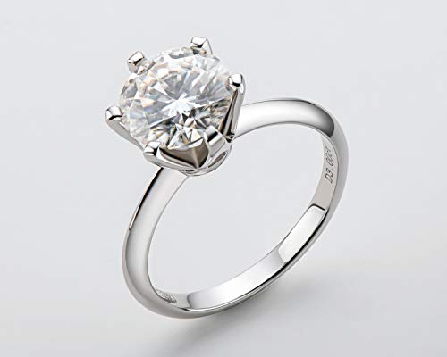AINUOSHI Sterling Silver Moissanite Ring, 3.0 ct Round Cut Wedding Ring, D-E Color Grade, Perfect for Wedding, Engagement and Anniversary.2
