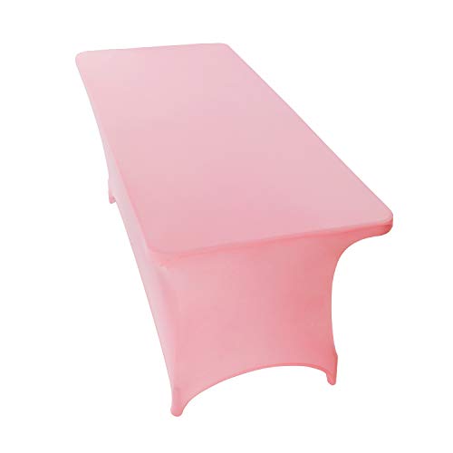 Image of Peomeise 8FT Spandex Table Cover Rectangular Stretch Spandex Tablecloth (Pink,8FT)