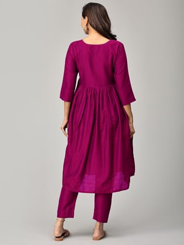 Image of The Mom Store Women's Raw Silk Maternity and Nursing Kurta Set | Front Zipper for Easy Feeding Pre and Post Pregnancy