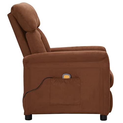 KOIECETA Massagesessel mit Heizfunktion TV Sessel Fernsehsessel Relaxsessel Ruhesessel Polstersessel Liegesessel Lounge Wildleder-Optik (Braun) – Bild 5