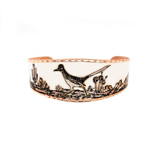 Artisan Handcrafted Southwest Jewelry Roadrunner Bracelets Cuff Open Adjustable Fit Copper Bracelets Roadrunner Jewelry. Roadrunner Gifts