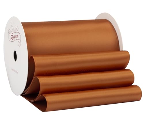 Zofrud Coper Satin Ribbon 100mm x 9 Meters - Large Ribbon Ideal for Bows Gift Wrapping, Flower Bouquet, and Crafts