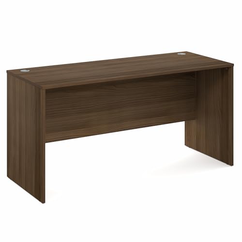 Image of Furinno Roger Computer Desk, 60 Inch Rectangular Executive Desk with Modesty Panel, Home Office Desk with Thick Tabletop, Desk Cord Grommet, Scratchproof, for Home Study, Office, Modern Walnut
