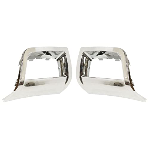Front Left Driver & Right Passenger Set Bumper Insert Fog Light Bezel Cover Trim Molding Grille Replacement For 2006-2009 Chevy Trailblazer SS Silver Chrome Smooth Plastic GM1039106 GM1038106 15135188