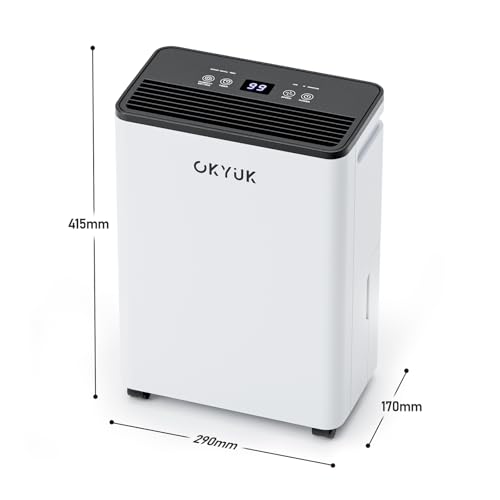 Deshumidificador 12L con Indicador Digital de Humedad,Deshumificadores de humedad Deshumidificador para Hogar hasta 40m² con Apagado Automático, Ideal para, Baños, Dormitorios, Sótanos (12L Blanco)