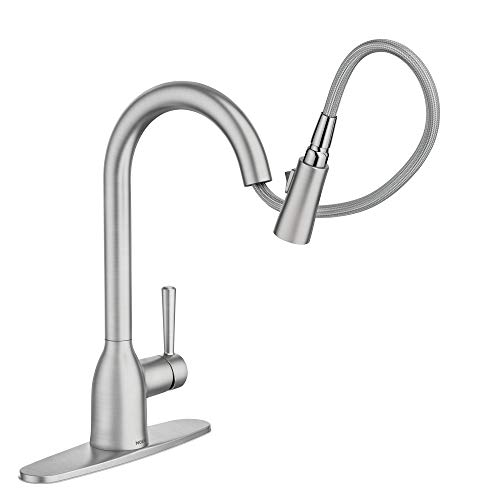 Moen 87233SRS Adler One-Handle High Arc Pulldown Kitchen Faucet with Power Clean, Spot Resist Stainless
