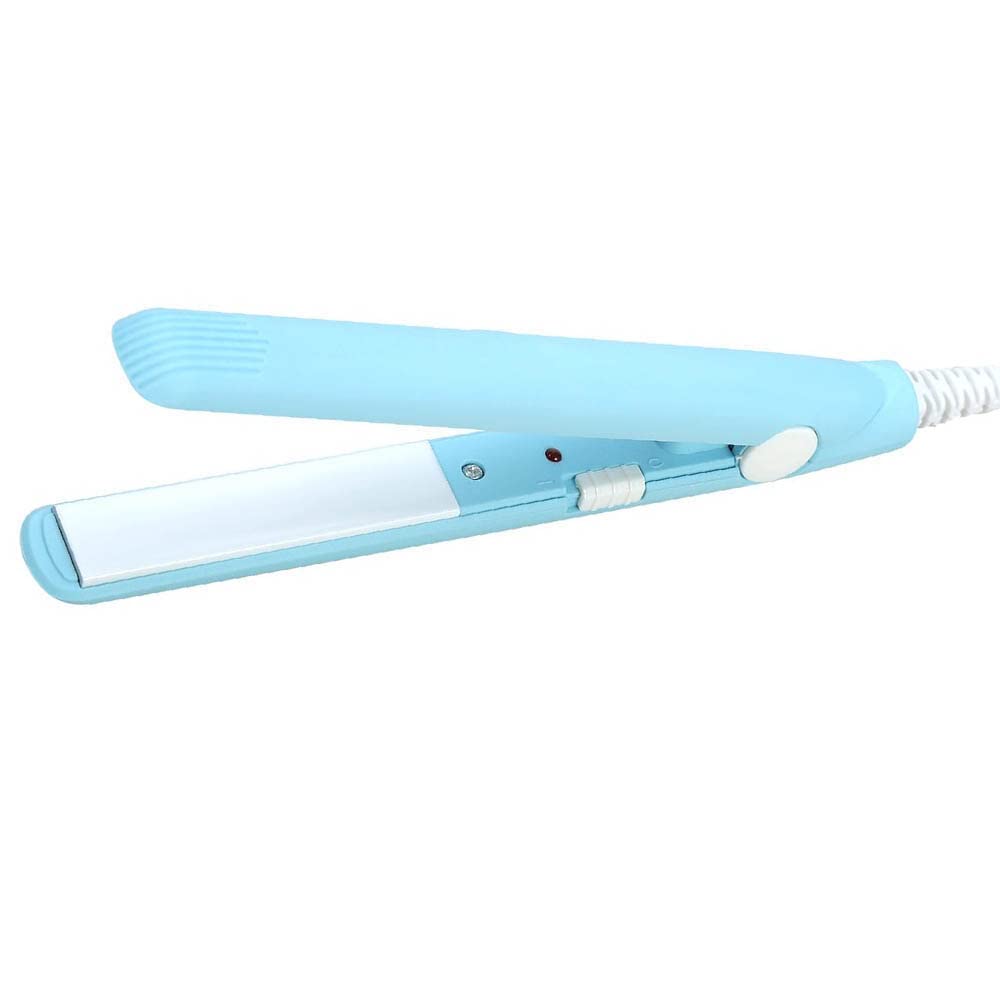 Mini Hair Straightener for Short Hair,Travel Straighteners and Curlers in One for Women Men Styling (Blue)