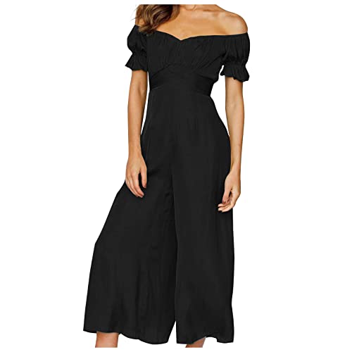 Trägerhose Mädchen Jumpsuit Ärmelloses Hosenset Strand Off Shoulder Lang...