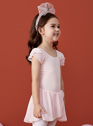 Image of MdnMd Toddler Ballet Leotards for Girls Dance Leotards with Skirt Gymnastic Ballerina Outfit Dress Classic Short Sleeve