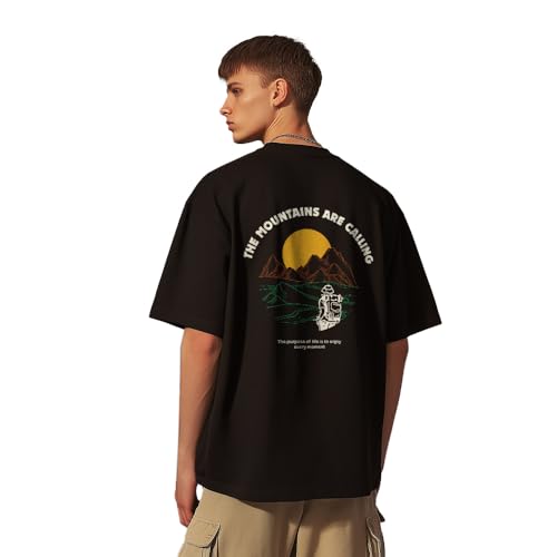 Image of Nobero Men's Oversized Graphic T-Shirt for Men | Soft Cotton | Drop Shoulder Relaxed Fit | Printed Casual Tshirt for Men