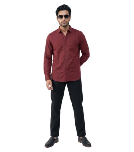 Image of Amazon Brand - INKAST Men Solid Cotton Shirt | Casual Wear | Basic Essential Plain Everyday & Office Wear | Full Sleeve | Regular Fit