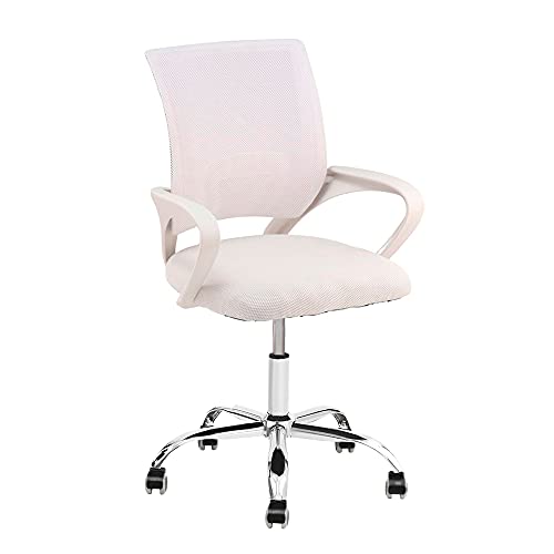 Cadeira Escritório Giratória Wave Com Encosto Em Tela Branca/ppbr Base Cromada