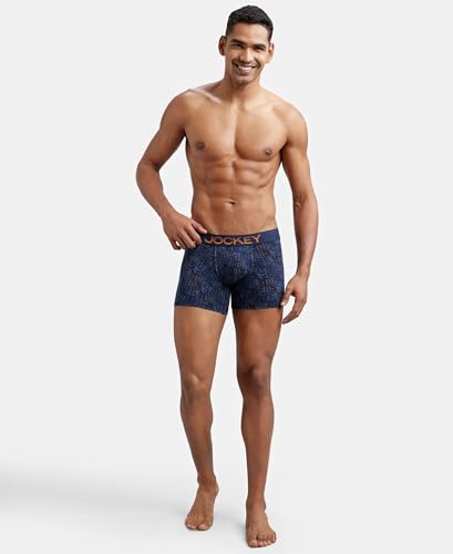 Image of Jockey FP23 Men's Super Combed Cotton Elastane Stretch Printed Trunk with Ultrasoft Waistband