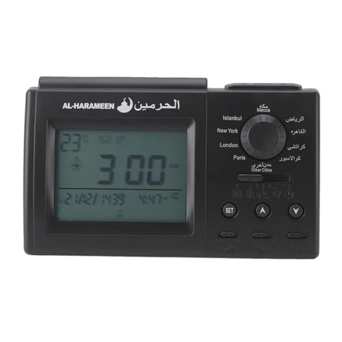 SHANHENGYUN Reloj despertador digital islámico USB negro de mesa para el hogar, dormitorio, uso diario con función Azan