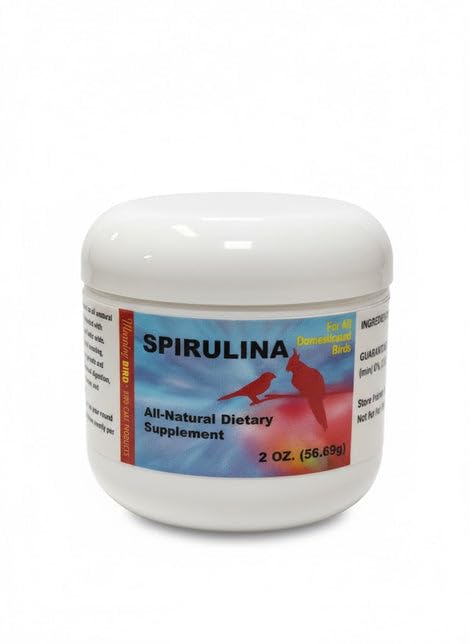Morning Bird Spirulina 2 Oz Supplement for Caged Birds, Organic Bird Food Supplement with Vitamins, Proteins, and Amino Acids for Parakeets, Cockatiels, Budgies, Finches, Canaries, and Parrots