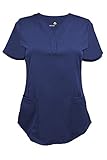 Natural Uniforms Women's Ultra Soft Stretch Drop-Neck Scrub Top (True Navy Blue, Large)