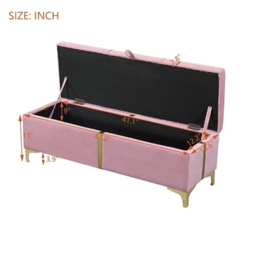 Image of LEGACY OF COMFORT Varvara Upholstered Ottoman Storage Bench for Living Room Velvet Chest for Sofa Couch Bedroom Entryway Ottoman (Pink)