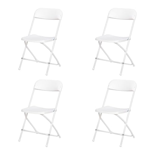 EGGREE Lot de 4 Chaises Pliantes Blanche Jusqu'à 150KG Ensemble de 4 Chaise Pliante Camping Balcon Jardin en Plastique Polypropylène