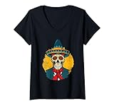 Photo Gallery donna scheletro messicano partito sombrero cinco de mayo retro vintage maglietta con collo a v Photo Gallery donna scheletro messicano partito sombrero cinco de mayo retro vintage maglietta con collo a v