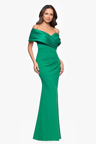 Image of Betsy & Adam Women's Draped Off Shoulder Sweetheart Neckline Evening Gown