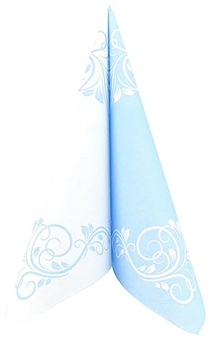 APARTina Servietten Ornamente 40x40 cm stoffähnlich Airlaid, stoffähnliche Hochzeitsservietten Serviette Hochzeit Einwegserviette 50 Stück - BELLISSIMA hellblau