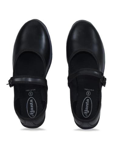 Image of AJANTA School Shoes for Girls | Lightweight & Washable | Adjustable Hook & Loop | Cushion Insole for Comfort | Slip Resistance for Firm Grip