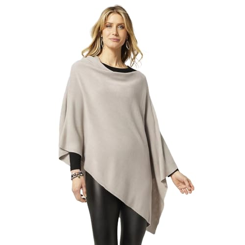 Coco + Carmen Womens Ponchos for Women - Lightweight Womens Shawl in Silver, Open Front Poncho Sweater for Women, Versatile Sweater Cape Poncho