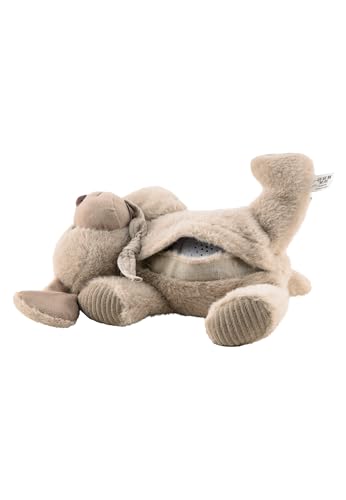 Sterntaler Schlaf Gut Figur Hund Lucky - Baby und Kinder Einschlafhilfe aus weichem Flausch - Kuscheltier mit Soundmodul hilft beim Einschlafen - Geräuschmodul mit beruhigenden Tönen, graubeige