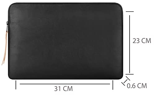 Image of CONTACTS Slim Protective Laptop Sleeve 13-13.3 Inch Compatible with 13 Inch MacBook Pro & MacBook Air, Faux Leather Bag Water-Resistant Cover Notebook Computer Case for Mac - Black-New