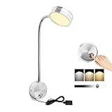 Bai Bai Yi Upgrade Bedside Reading Light Flexible Gooseneck Touch Dimming 3 Color Switch Wall Mount...