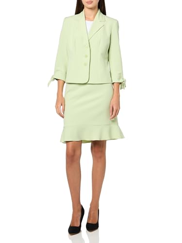 Le Suit Women's Celery Green Petite Jacket & Skirt Suit for Professional Style | Size 12P