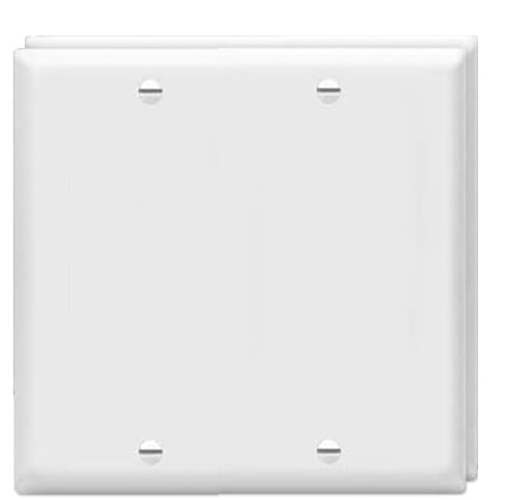 ZEFTV Blank Wall Plates 2-Gang blank Switch Outlet Electrical Cover Plate Unbreakable Thermoplastic Faceplate for Light Receptacle Outlet Switch, White (2 Pack)