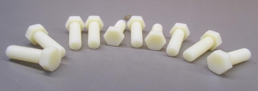 Natural Nylon Hex Head Bolts PT 5/8"-11 Thread x 2.00" Long 20 pcs