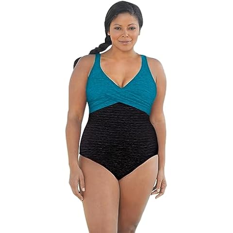 Krinkle Cosmo Color Block Twist Front Plus Size Long Torso One Piece Chlorine Resistant Swimsuit Size 20W Cover