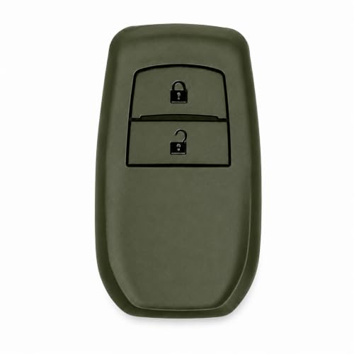 Image of JVCV Soft TPU Cover Compatible with Toyota Fortuner Hilux Innova Crysta Fortuner Legender Innova HyCross Land Cruiser 2 Button Smart Key | Scratch-Resistant Case (2B Matte Green)