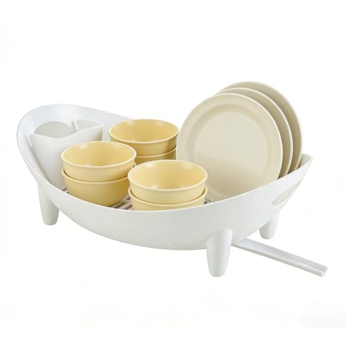 Generico Escurreplatos de silicona | Estante de encimera con portacubiertos y escurridor – Escurreplatos secado para cocina, para camping, fregadero, viaje, casa, oficina, autocaravana