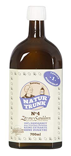 OHNE Konservierungsstoffe! Renates NaturTrunk N° 4 Zitrone + Sanddorn + Leinsaat + Schwarzkümmel, 700ml Glasflasche, handwerklich hergestellt in kleinen Stückzahlen Cover