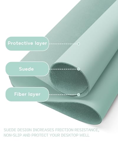 Image of YSAGi Non-Slip Leather Desk Pad L Size, Waterproof Laptop Computer Desk Keyboard Mat, Table Protector Blotter Mat, Large Mouse Pad for Office /Work /Home /Decor(Mint Green, 35.4 inch x 17 inch)