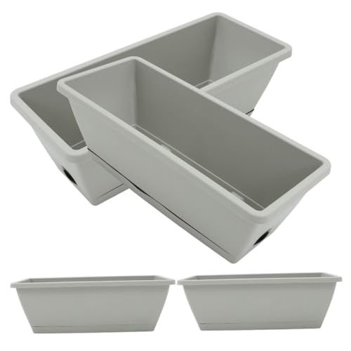 CANIGHT 4piezas Maceta Rectangular para Ventana Jardinera para Cultivar Verduras y Flores De Incluye Drenaje Uso Interior y Exterior