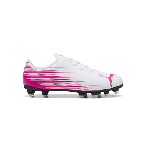 Crampons Puma Attacanto FG/AG blanc et rose ravish pour terrain sec et synthétique